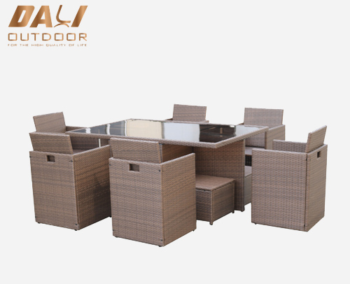 Kaliteli Fabrika Alüminyum Hasır Dış Mekan Mobilyası PE Rattan Bahçe Yemek Masası ve Veranda Kullanımı İçin Sandalye Seti